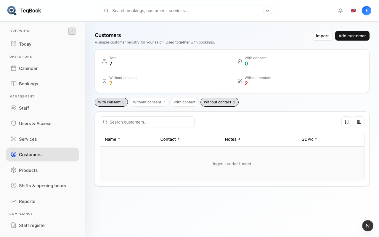 Customer profile opened