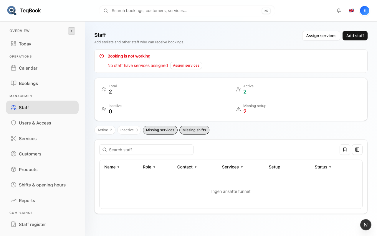 Missing shifts filter or badge when plan includes Shifts