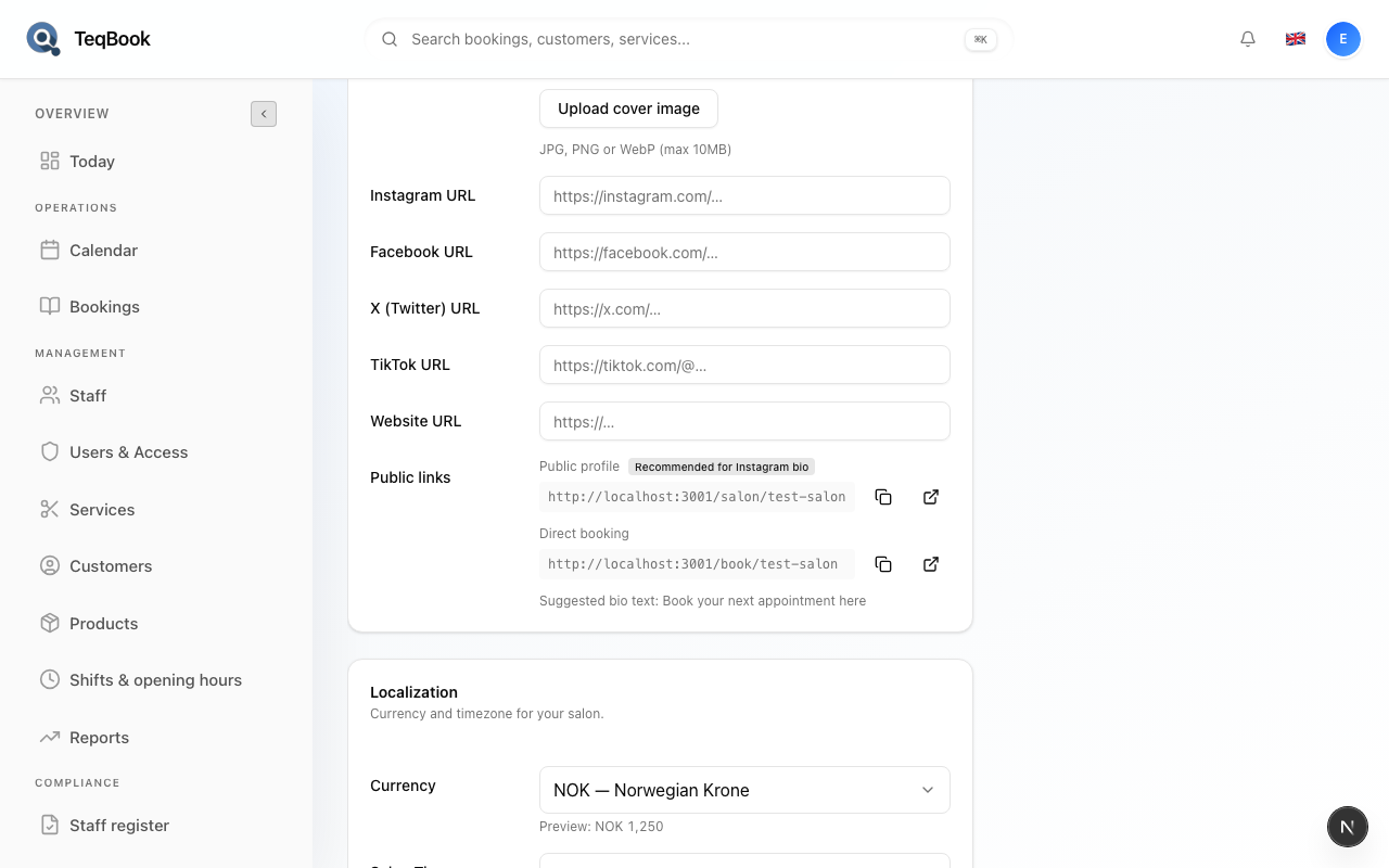 Public profile link on General